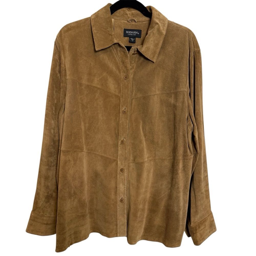 Bernardo Suede Leather Jacket Womens Size XL Western Minimalist Classic
